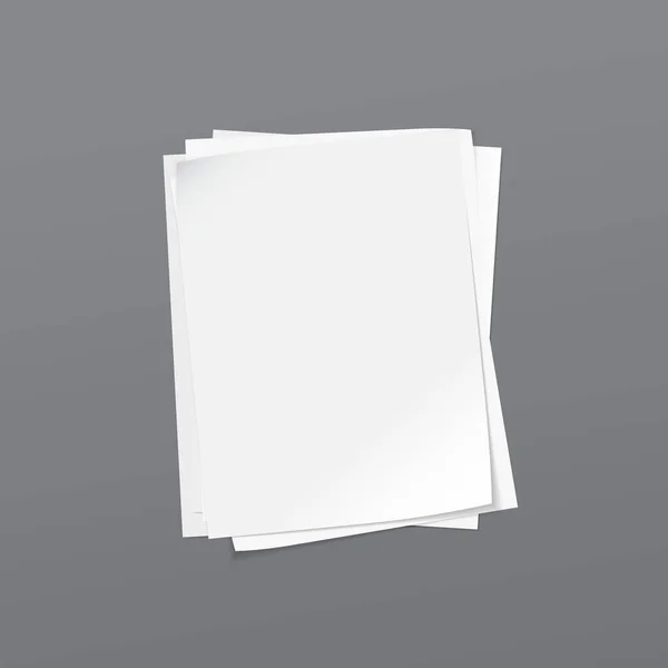 Rasgado de branco empilhado nota em branco, papel notebook estão em fundo cinza escuro para texto, publicidade ou design. Ilustração vetorial — Vetor de Stock