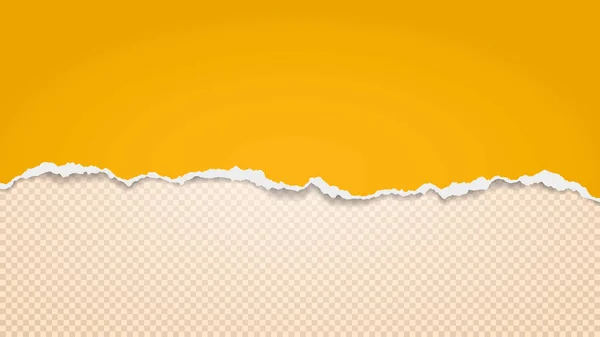 Pezzo di carta strappato giallo, oro è su sfondo beige trasparente per testo, pubblicità o design. Illustrazione vettoriale — Vettoriale Stock