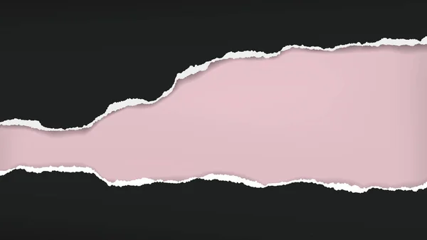 Kawałek podartego, podartego czarnego papieru z miękkim cieniem są na różowym tle dla tekstu. Ilustracja wektora — Wektor stockowy