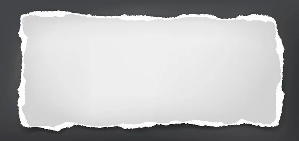 Kousek roztrhaného bílého papíru je na černém pozadí pro text, reklamu nebo design. Vektorová ilustrace — Stockový vektor
