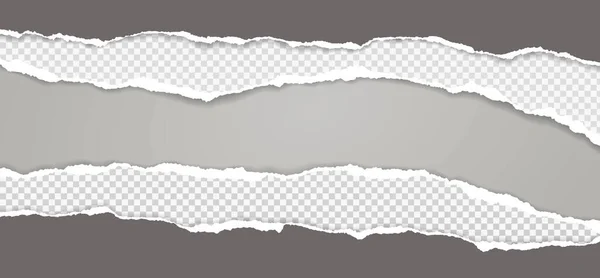 引き裂かれた、裂かれた暗い、柔らかい影の正方形の紙の破片は、テキストのための灰色の背景にあります。ベクターイラスト — ストックベクタ