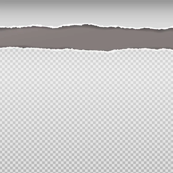 Порванные, разорванные горизонтально белые и квадратные полоски бумаги с мягкой тенью находятся на темно-коричневом фоне для текста. Векторная иллюстрация — стоковый вектор