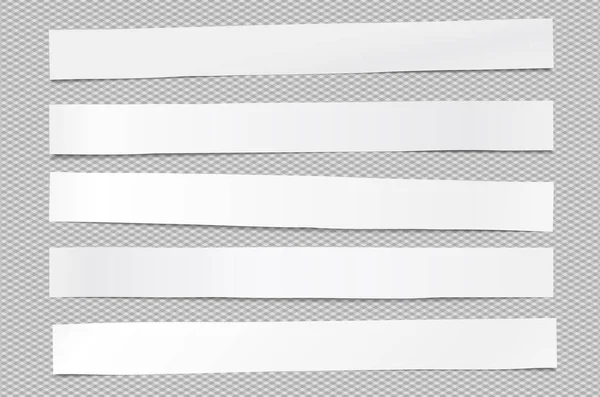 Conjunto de rayas de papel blanco para notas pegadas sobre fondo cuadrado. Ilustración vectorial — Vector de stock