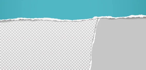 Roztrhané, roztržené tyrkysové a šedé papírové proužky s měkkým stínem jsou na bílém čtvercovém pozadí pro text. Vektorová ilustrace — Stockový vektor