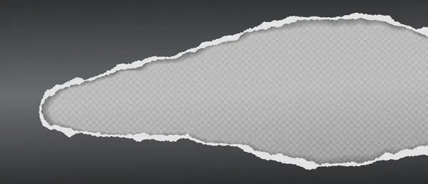 Oblong gat samenstelling in zwart papier met gescheurde randen en zachte schaduw is op grijze vierkante achtergrond. Vectorillustratie — Stockvector