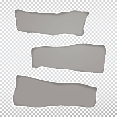 Gri arka planda, yırtık kenarlı ve yumuşak gölgeli kare kağıttaki dikdörtgen deliklerin bileşimi var. Vektör illüstrasyonu