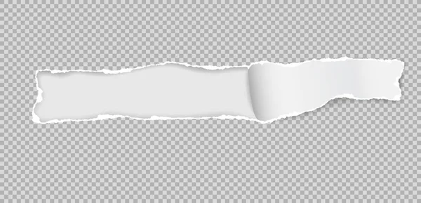 Η σύνθεση της επιμήκης οπής σε τετράγωνο χαρτί με σχισμένες άκρες και απαλή σκιά είναι σε λευκό φόντο. Εικονογράφηση διανύσματος — Διανυσματικό Αρχείο