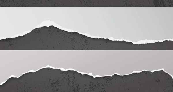 Strappato, strisce di carta bianca strappata con ombra morbida sono su sfondo macchiato scuro per il testo. Illustrazione vettoriale — Vettoriale Stock