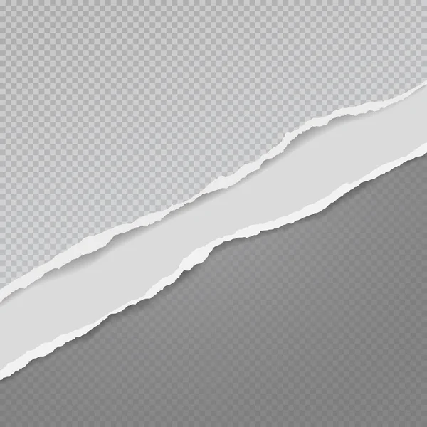 Strisce di carta strappate, grigio scuro con ombra morbida sono su sfondo quadrato per il testo. Illustrazione vettoriale — Vettoriale Stock