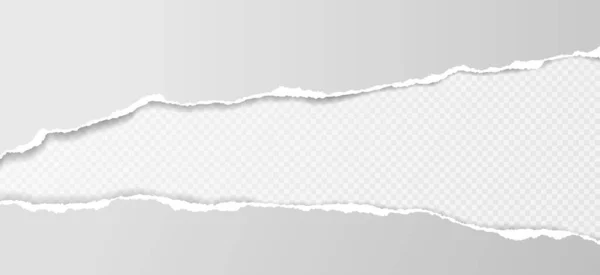 Порванные, разорванные горизонтальные белые полоски бумаги с мягкой тенью находятся на квадратном фоне для текста. Векторная иллюстрация — стоковый вектор