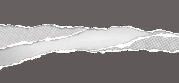 Tiras de papel gris oscuro rasgadas y rasgadas con sombra suave están sobre fondo blanco para texto. Ilustración vectorial — Archivo Imágenes Vectoriales