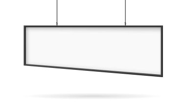 Beyaz afiş ya da beyaz duvarda siyah çerçeve asılı reklam panosu