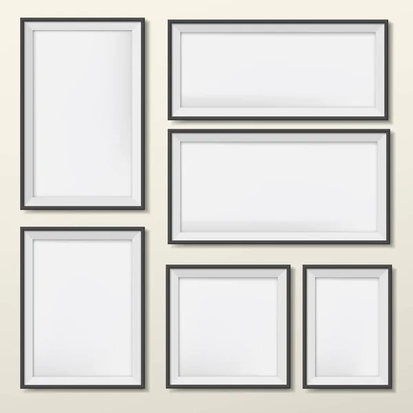 Blank and different size picture frames are on wall Royalty Free Stock Illustrations