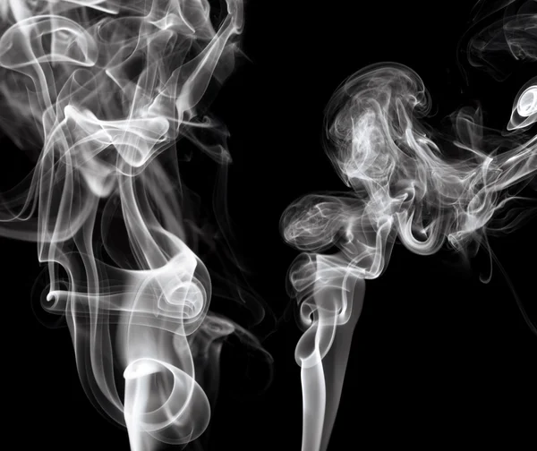 Grey smokes on black background — Stock Photo, Image