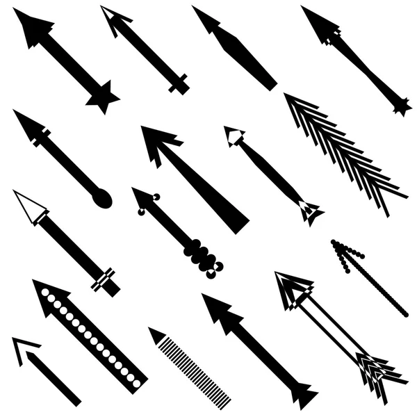 Set of different black arrows. — Stock Vector