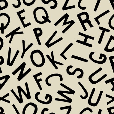 siyah harflerle seamless modeli el çekilmiş.