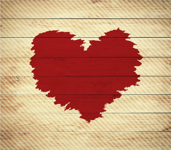 Antiguo fondo de madera con símbolo del día de San Valentín, forma de corazón acuarela . — Vector de stock