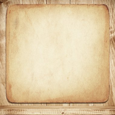 Vintage kağıt üzerinde ahşap duvar raf ile