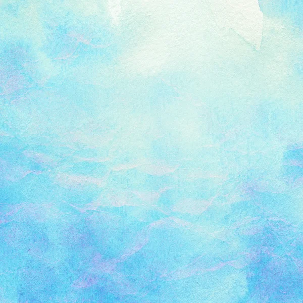 Água aquarela abstrata pintada, mar, nuvens e céu . — Fotografia de Stock