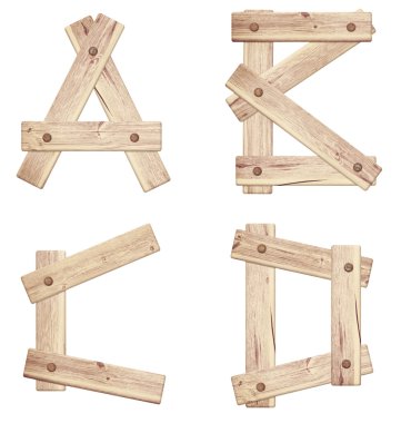 Ahşap plakalar yapılan eski ahşap alfabe harfleri