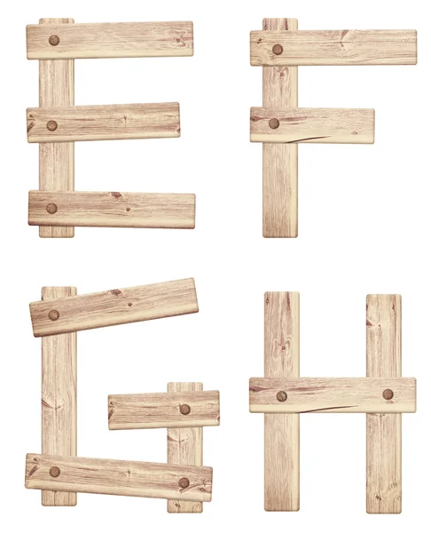 Old wooden alphabet letters made of wood planks — Stock Photo, Image