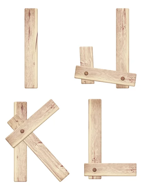 Old wooden alphabet letters made of wood planks — Stock Photo, Image