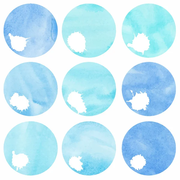 Painted blue circles with white splash. — Stock Vector