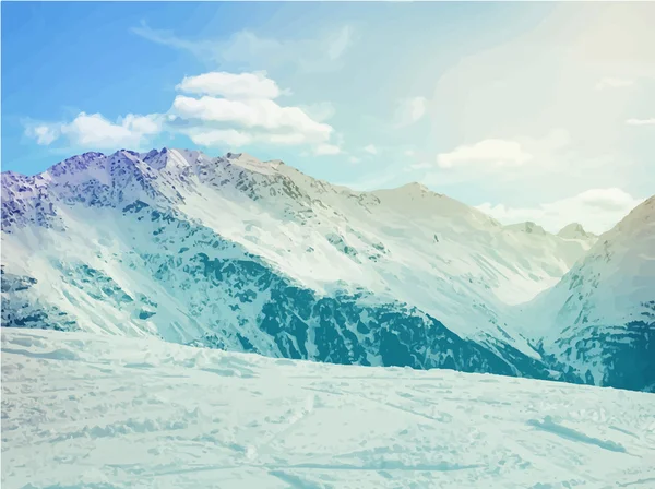 Invierno nevado montaña alpina . — Archivo Imágenes Vectoriales