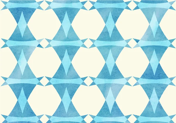 Blue triangle, lozenge watercolor pattern. — Stock Vector