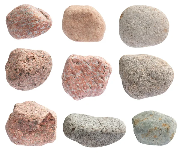 Various color river stones are isolated on white background — Stock Photo, Image