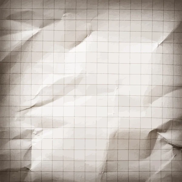 Matemáticas en blanco gris arrugado, fondo de papel cuadrícula — Vector de stock