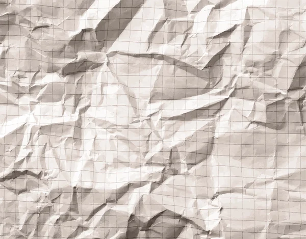 Crumpled gray blank math, grid paper background — Stock Vector