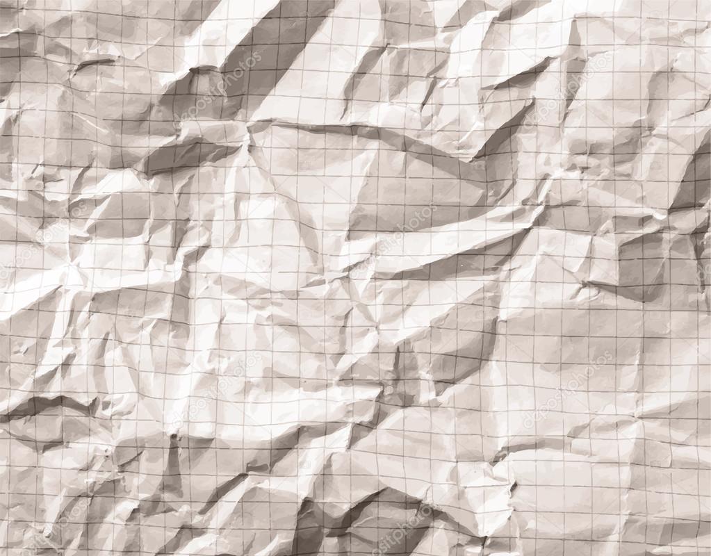 Crumpled gray blank math, grid paper background