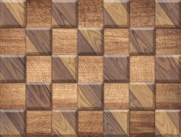 Braune Holzstruktur, Muster aus quadratischen Parkettformen, Boden- oder Wandhintergrund — Stockfoto