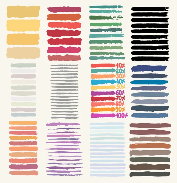 Conjunto de pinceladas coloridas desenhadas à mão — Vetor de Stock