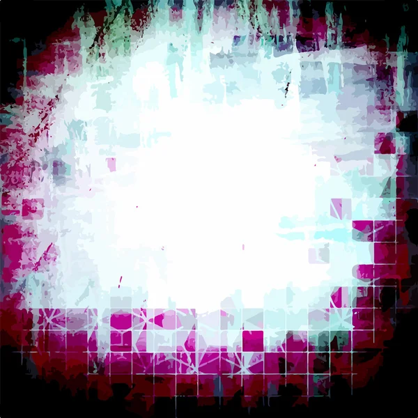 Målat abstrakt geometrisk bakgrund från akvarell square med moln — Stock vektor