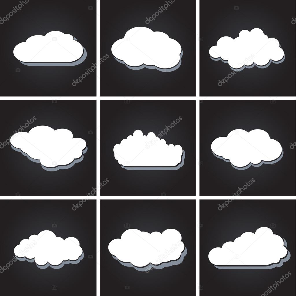 Set of white clouds, speech bubbles vector icons