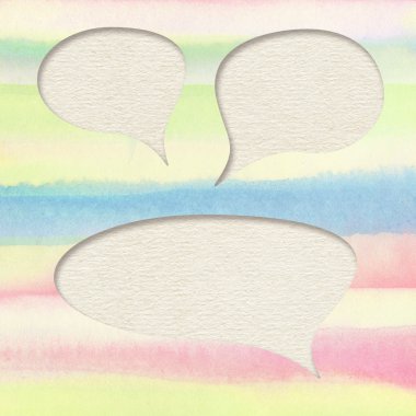 Renkli suluboya fırça darbeleri hatları, ışık grenli kağıt speeche kabarcık