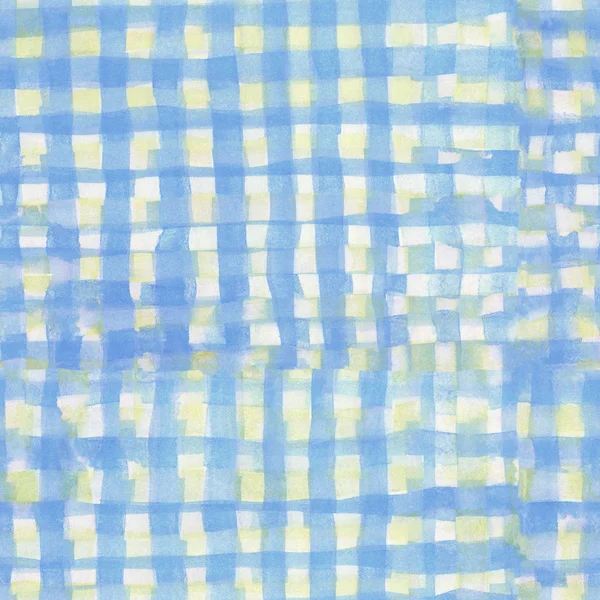 Blue lines and squares painted watercolor pattern. Seamless background — Stock Photo, Image