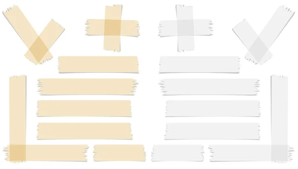 Conjunto de aceitar ou sim, cruz e peças de fita adesiva de tamanho diferente no fundo branco — Vetor de Stock