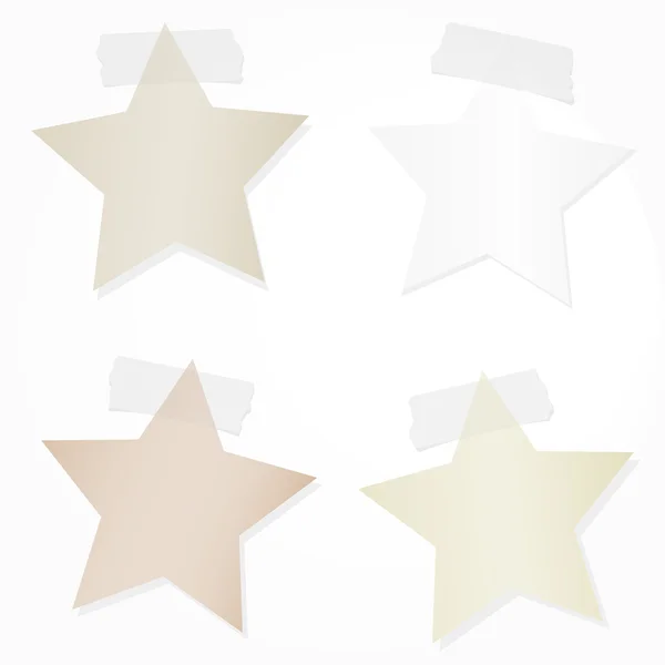Ensemble de papier étoile avec ruban adhésif collant sur fond blanc — Image vectorielle