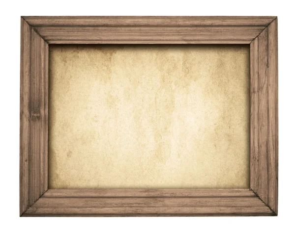 Vintage wooden frame on old paper. — Stock Photo, Image