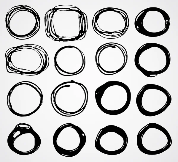 Set of black doodle circle, blob frame. — Stock Vector
