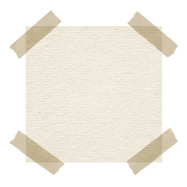 Beige note paper with adhesive tape on white background