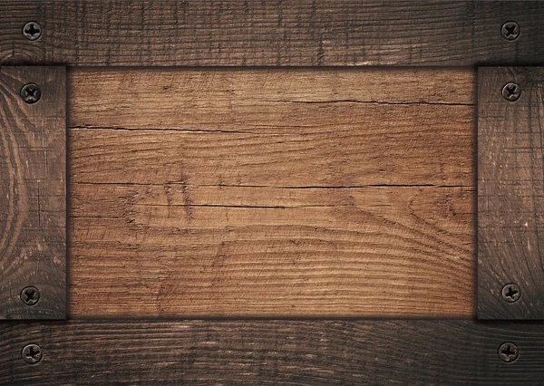 Brązowy drewniany rama pijany na pokładzie drewna — Zdjęcie stockowe