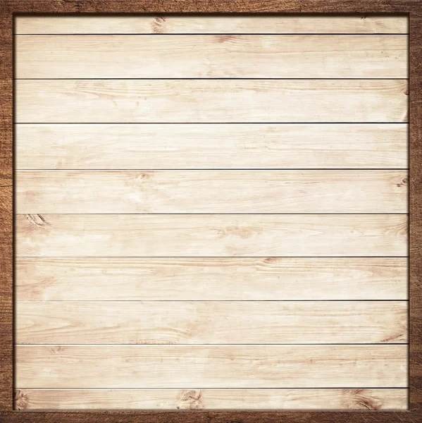 Brown wooden frame screwed on light wall planks — Stock Photo, Image