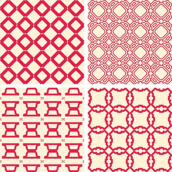 Abstract symmetrical geometric red shapes. Fabric pattern — Stock Vector