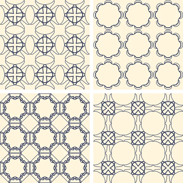 Forme astratte geometriche simmetriche blu. Modello di tessuto — Vettoriale Stock