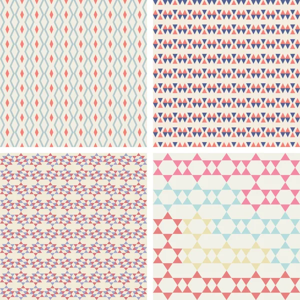 Symmetrical geometric shapes triangle squares. Fabric pattern — Stock Vector