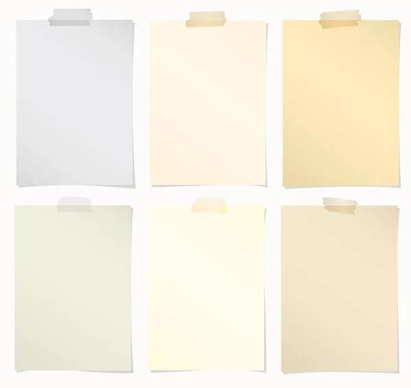 Conjunto de varios papeles de nota de colores con cinta adhesiva sobre fondo blanco — Archivo Imágenes Vectoriales